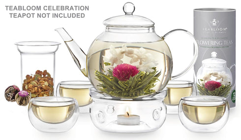 Teabloom Flowering Tea - 12 Unique Varieties of Blooming Tea Flowers - Hand-Tied Green Tea Leaves & Edible Flowers - 12-Pack Gift Canister...