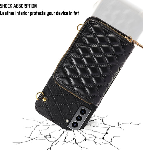 Furiet Detachable Crossbody Strap Wallet Case for Samsung Galaxy S21 Plus S21+ 5G Zipper Purse, Multi Card Slots and PU Leather Stand Cell Phone C...