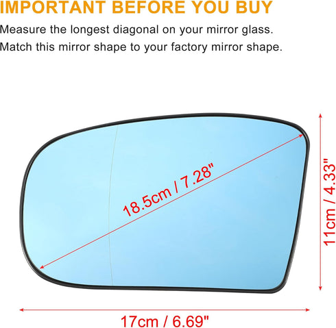 uxcell Car Left Driver Side Heated Mirror Glass Replacement W/Backing Plate for Mercedes-Benz CL500 2000-2003 for Mercedes-Benz S430 CL600 S600 S5...