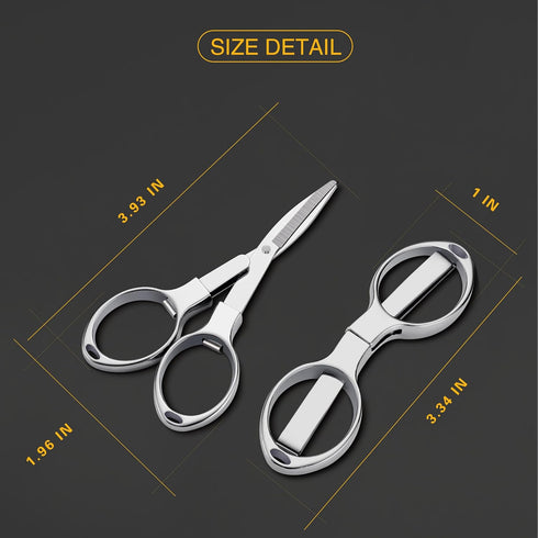 Folding Scissors,2 Pcs Keychain cissors, Safety Portable Travel Trip Scissors,Stainless Steel Telescopic Cutter Used for Home, Office, Fishing (Cr...