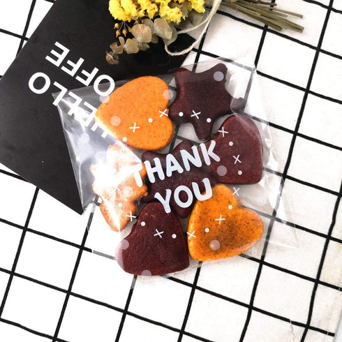 200pcs Clear Self-Adhesive Treat Bags – Cellophane Cookie & Candy Bags with “THANK YOU” Design for Bakery & Party Favors (5.5” x 5.5”)...