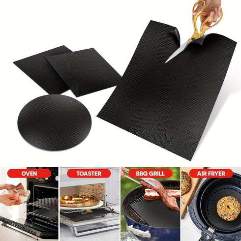 Grill Mat Set of 2-100% Non-Stick Reusable Mats for Gas, Charcoal or Electric Grills - Easy to Clean - 15.75 x 13-Inch, Black...