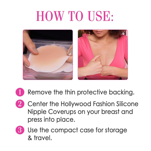 Hollywood Fashion Secrets Silicone Coverups, Hypoallergenic, Reusable, Washable, Gentle on Skin, Ultra Thin, Self Adhesive, Deep Shade, 1 Pack...