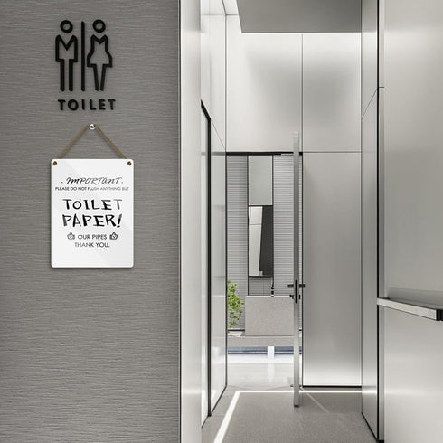 Airbnb Essentials For Hosts - 6"x8" Acrylic Do Not Flush Sign For Bathroom, Cute & Gentle Restroom Toilet Sign, Funny Bathroom Signs (Ready to Han...