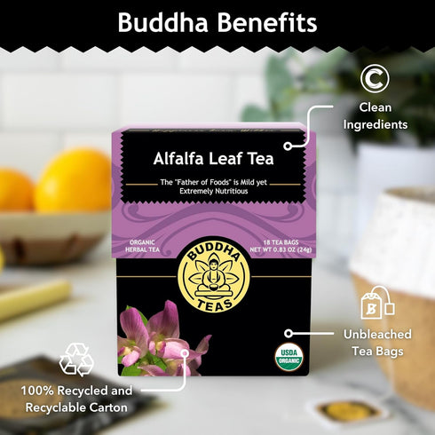 Buddha Teas - Alfalfa Leaf Tea - Herbal Tea - For Health & Wellbeing - With Vitamins, Minerals & Antioxidants - Clean Ingredients - Caffeine Free ...