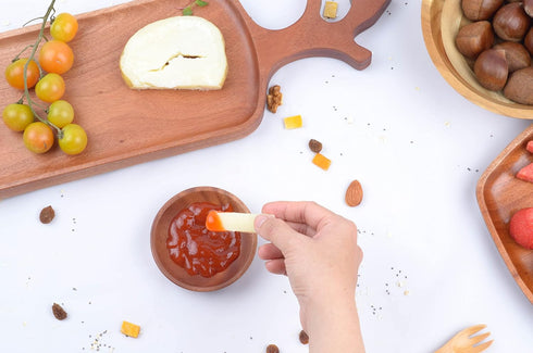 Mini Wooden Bowl Set of 4 (3.54" Diameter x 0.78" Height) for Condiments, Dip Sauce, Ketchup, Small Wood Bowl for Jam, little Prep, Olive (Round)...