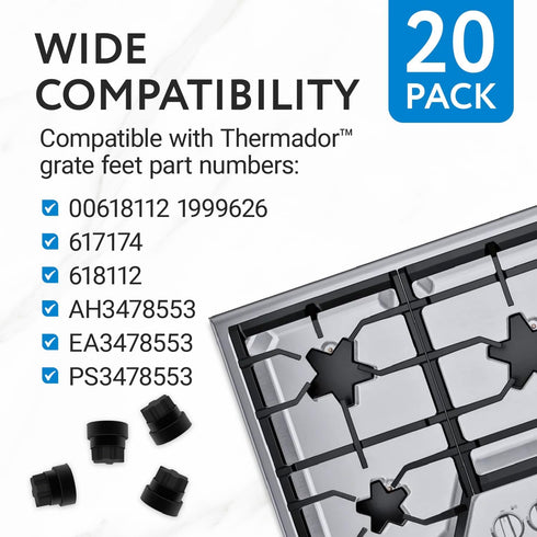 IMPRESA - 20 Pack Impresa Thermador Grate Feet Part Compatible with Part Number 00618112 1999626, 617174, 618112, AH3478553, EA3478553, PS3478553...