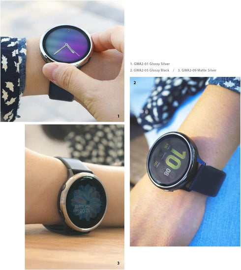 Ringke Bezel Styling Cover for Galaxy Watch Active 2 (44mm Only) Case Bezel Ring Adhesive Accessory - Glossy Silver (GW-A2-44-01)...