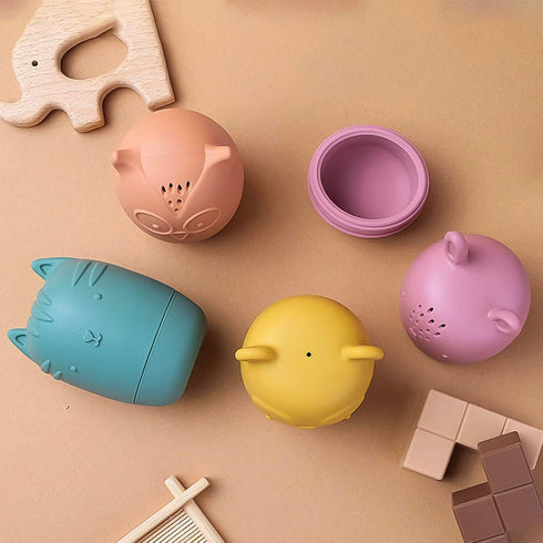 Mold Free Silicone Bath Toys, Baby Bath Toys 6-12 Months, Toddlers 1-3, Non Toxic Infant Bathtub Toy, Water Toys, Pool Toy, Dishwasher Safe (Coral...