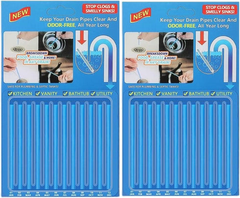Drain Cleaner Sticks, As Seen on TV Drain Cleaner and Deodorizer,Scented,2 Packs of 12 Each...