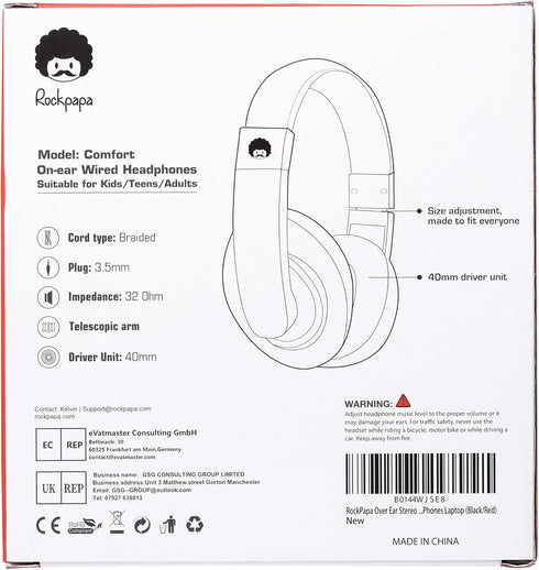 rockpapa Comfort Kids Headphones for School, Lightweight Childrens Boys Girls Teens Over-Ear Headphones Wired 3.5mm for CD DVD Player Tablet Phone...