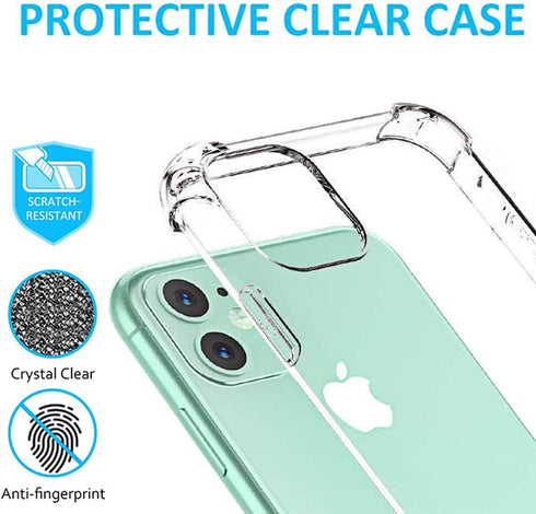 iPhone 11 Clear Case with 2 Screen Protectors, Maximum Shock Absorption Protection, Clear iPhone 11 Case, Compatible with Apple iPhone 11...