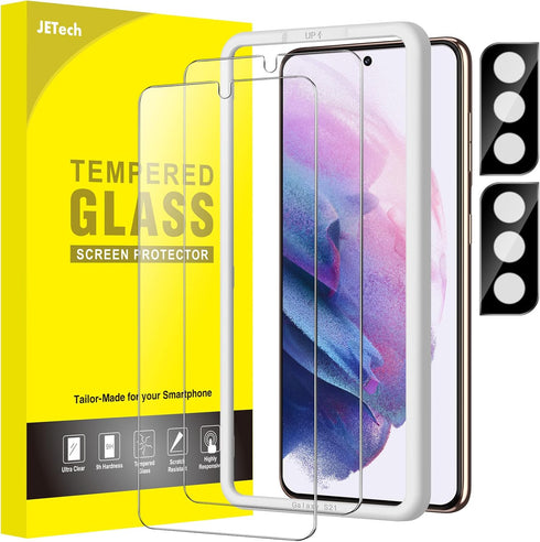 JETech Screen Protector for Samsung Galaxy S21 6.2-Inch with Camera Lens Protector, Easy Installation Tool, Tempered Glass Film, HD Clear, 2-Pack ...