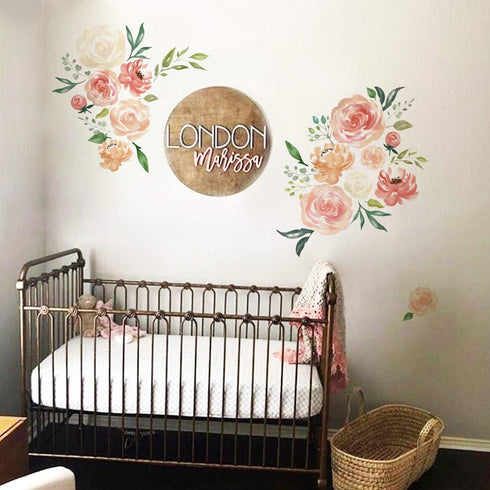 Peony Flowers Wall Stickers DIY Leaves Wall Decals Art Decor for Girls Bedrooms Living Room...
