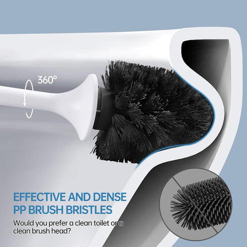 Toilet Brush, Toilet Bowl Brush and Holder Set for Bathroom, Toilet Cleaning Scrubber Cleaner Brush for Bathroom for Deep Cleaning with Stiff Plas...