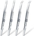 4 Pieces Precision Soldering Tweezer ESD Industrial Electronic Tweezers Tool Set Include Fine Point Tip Straight Tweezer and Locking Curved Tip Pr...