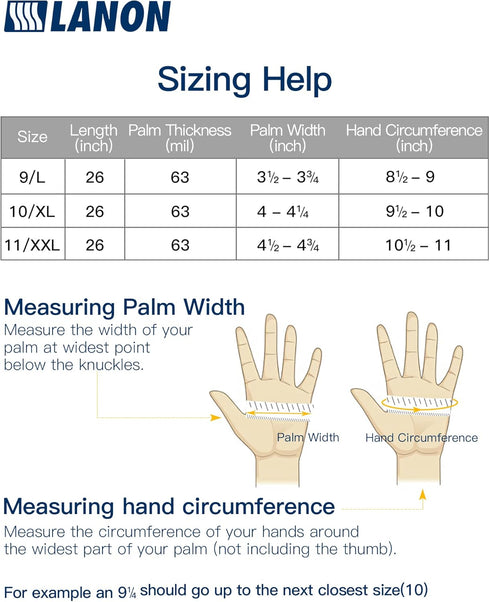 LANON 26" Elbow Length PVC Chemical Resistant Gloves, Heavy-Duty Long Rubber Gloves, Acid, Alkali & Oil Protection, Large...