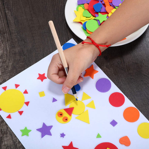 Sumind 1500 Pieces Self Adhesive Foam Stickers Mini Geometry Shapes EVA Foam Stickers for Kids DIY Art Craft, Circle, Square, Triangle, Heart, Pen...