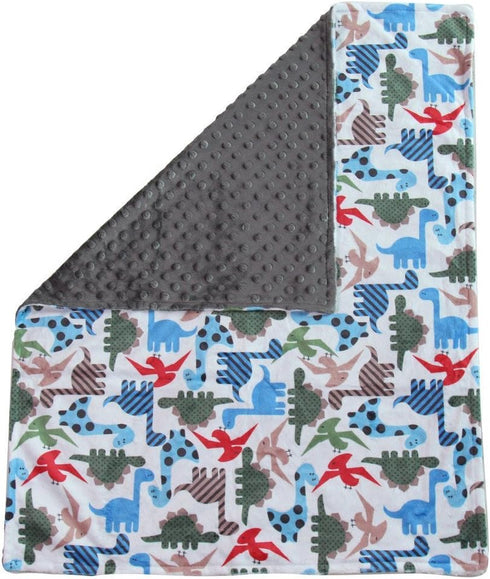 Unisex Baby Reversible Minky Dot Stroller Blanket (Choose Color) (Dinosaurs/Grey)...