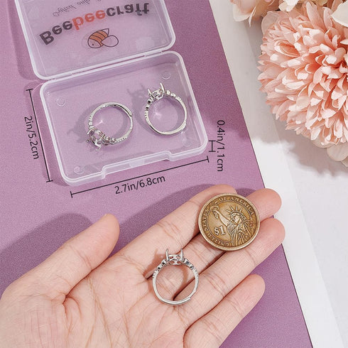 Beebeecraft 1 Box 4Pcs Prong Ring Settings Adjustable Cubic Zirconia 4 Claw Ring Blanks Finger Ring Components for Jewellery Making Kit Findings D...