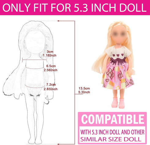 Mini 5.3 inch Doll Clothes and Accessories 6 Beach Swimsuits 3 Dresses with 2 Swimming Rings 2 Drinks 2 Hats 2 Glasses 2 Shoes...