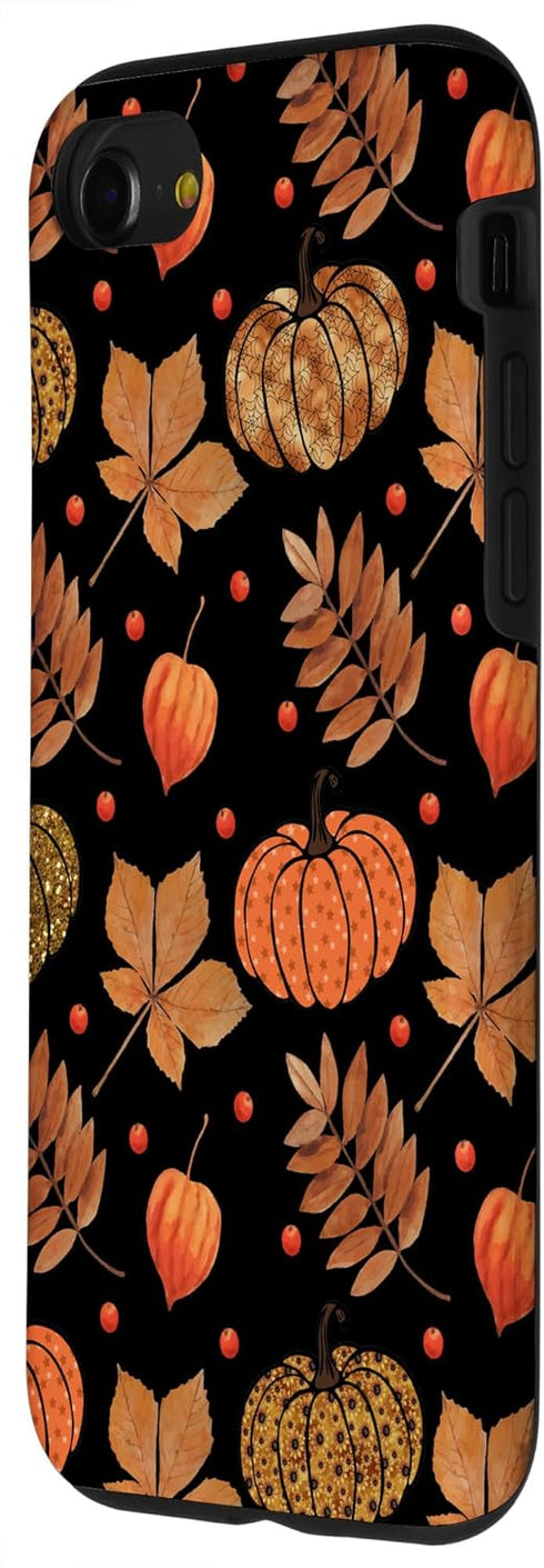 iPhone SE (2020) / 7 / 8 Fall Leaves and Pumpkins Pattern Halloween Autumn Gifts Case...