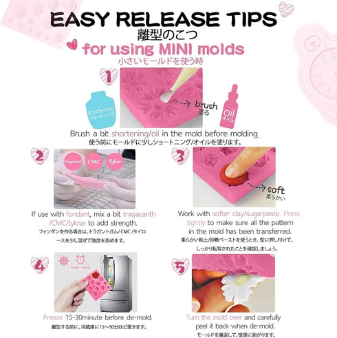 Funshowcase 32 Cavity Roses Flower Fondant Candy Silicone Mold for Sugarcraft Cake Decoration, Cupcake Topper, Polymer Clay, Soap Wax Making, Resi...