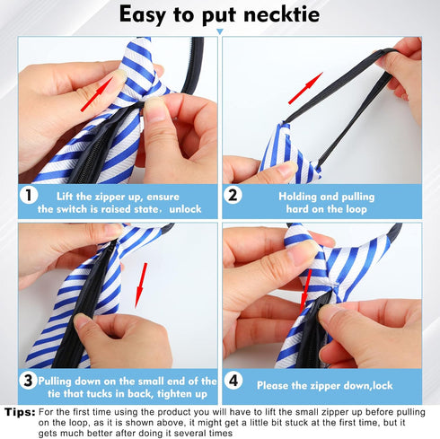 Geyoga 8 Pieces Zipper Tie for Men Pre tied Necktie Zip Tie for Men Boys...