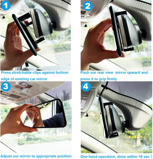 Kitbest Rear View Mirror, Universal Interior Clip On Panoramic Rearview Mirror to Reduce Blind Spot Effectively – Wide Angle – Convex – For Cars, ...