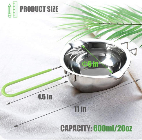 Stainless Steel Double Boiler with Silicone Spatula, Chocloate Metls Pot with Heat Resistant Handle for Melting Chocolate, Candy, Candle, Soap and...