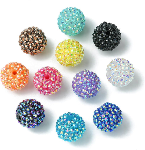 UR URLIFEHALL 50 Pcs Chunky Resin Rhinestone Beads Round Disco Ball Beads 20mm Bubblegum Beads Berry Beads for Making Supplies...