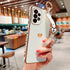 Case for Samsung Galaxy A52 Women Girl,Luxury Bling Cute Plating Hearts Soft Cover with Strap Kickstand,Full Camera Lens Protection Electroplate R...