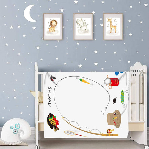 Baby Monthly Milestone Blanket Go Fishing Baby Blanket, 48x40in, Newborn Memory Blanket BTZDME3...