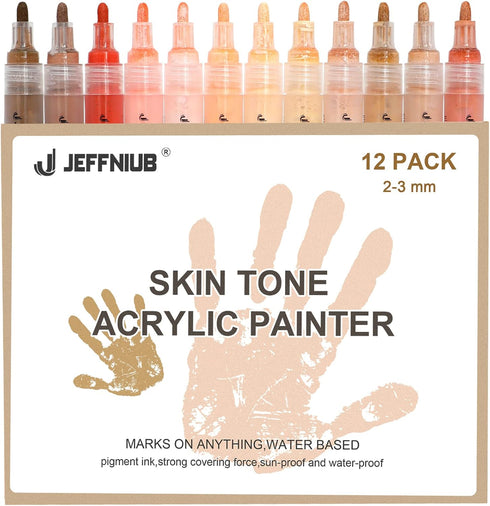 Skin Tone Acrylic Paint Pens, Paint Markers for Wood,Glass,Fabric,Rocks Painting Paint Pens (2mm skin tone)...