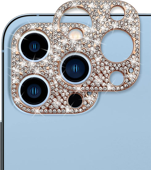 Omorro for iPhone 13 Pro Bling Lens Protector, Camera Cover 3D Glitter Crystal Diamond Rhinestone Shining Dots Metal Protective Decoration Sticker...