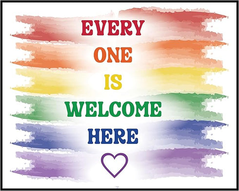 Posterizer 1 pcs-Everyone is welcome here-Rainbow color quote-Gay & LGBTQ Art-Watercolor Art-Gift for Teachers-School and classroom art- UNFRAMED ...