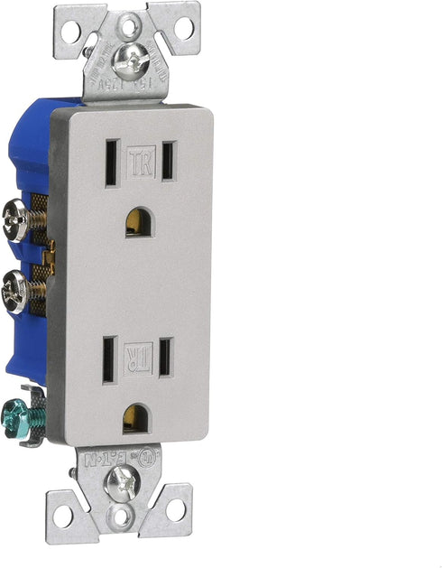 EATON TR1107SG-SP-L Designer Duplex Receptacle, Silver Granite...