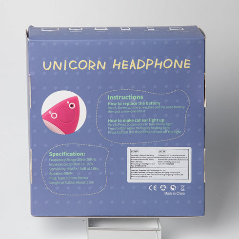 LOBKIN Unicorn Headphones Children, Cat Ear Headphones with Glowing LED, 85db Volume Limiter, Foldable Lightweight Children's Headphones with Micr...