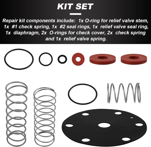 3/4"-1" Backflow Preventer Rubber and Springs Repair Kit, for Zurn Wilkins 975XL and 975XL2 Backflow Preventer...