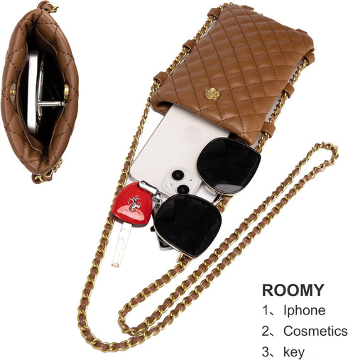 Montana West Small Quilted Cell Phone Purse for Women Soft Chain Crossbody Cellphone Wallet Bag...