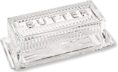 Bezrat Glass Butter Dish with Lid | Classic 2-Piece Design Butter Keeper | Covers and Holds a Standard Stick of Butter | Dishwasher Safe...