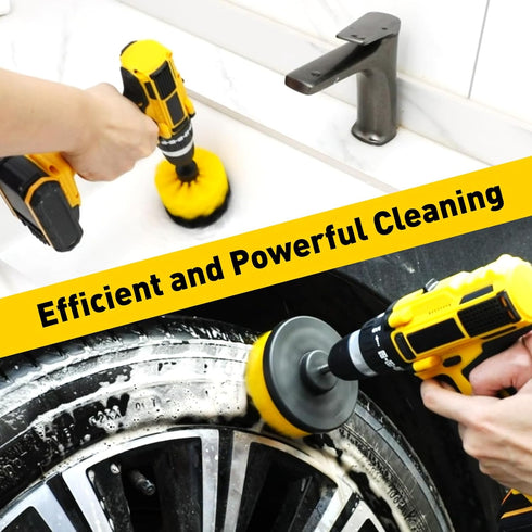 4Pack Drill Brush Attachment Set, Scrub Brush for Drill, Power Scrubber Brushes with Extended Attachment, All Purpose Drill Brush Cleaning Kit for...