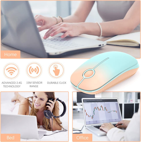 Unipows Wireless Mouse - 2.4G Slim Portable Computer Mouse with Nano Receiver, Less Noise Mobile Optical Mice for Notebook, PC, Laptop, Computer, ...