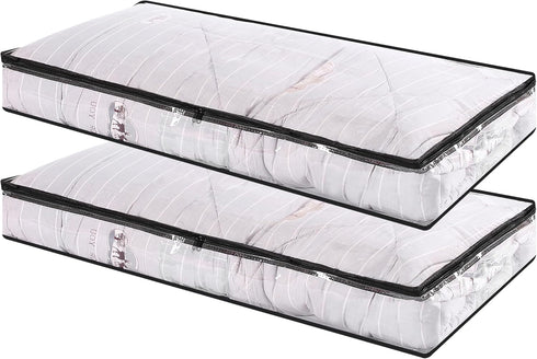 Vieshful 2 Pack Underbed Storage Bags, 40L Foldable Clothes Organizers Storage Containers, Zippered Closet Organization and Storage Bins for Comfo...