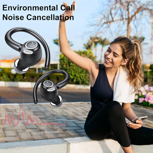 Headphones Wireless Earbuds Sport, Bluetooth 5.3 Over Ear Buds Stereo Deep Bass Headset with Earhooks, 48H Wireless Earphones with HD Mic, IP7 Wat...