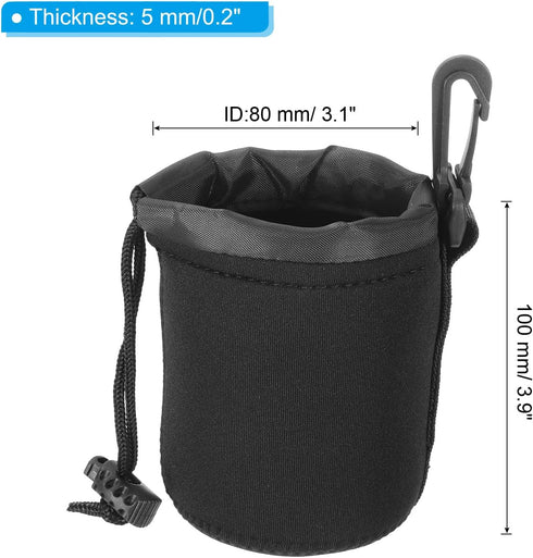 PATIKIL Camera Lens Bag, 4 Pcs 3.1" ID x 3.9" H Drawstring Lens Pouch with Thick Protective Neoprene, Lens Case for DSLR Camera Lens, Water Coffee...