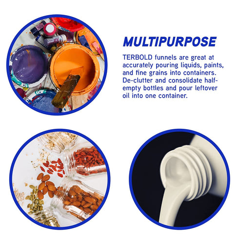 4pc Funnel Nesting Set in BPA Free Plastic for Kitchen Cooking, Car Oil, Home, or Lab Use (White)...