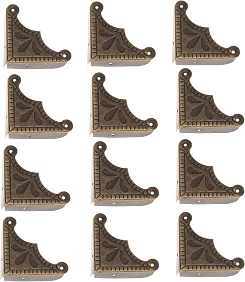 dophee Antique Brass Box Corner Covers, Decorative Corner Protectors Guards Edge Covers for Jewelry Box Chest Table Desk Photo Frame Panal, 1.53"x...