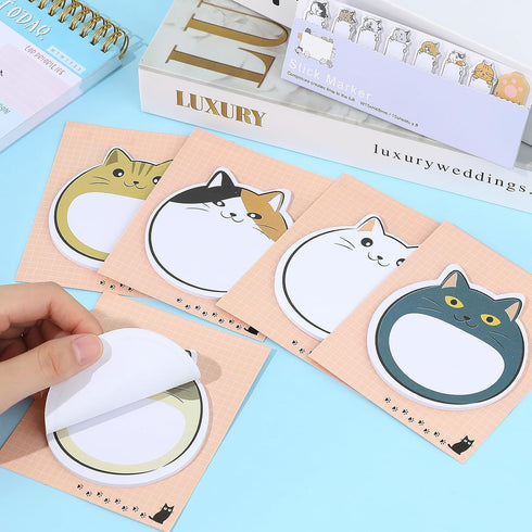 5 Pcs Cat Theme Sticky Notes,300 Sheets Kawaii Sticky Note Pads Cute Animal Sticky Notes Pads Note Page Index Tabs Self-Stick Cartoon Sticky Note ...