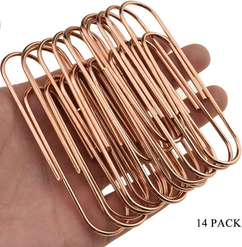 HAHIYO Paper Clips Sturdy 4 inches Length 14 Pack Paperclips Heavy Duty Tight Grip Rust Proof Reusable Metal Bright Rose Gold for Home Office Scho...